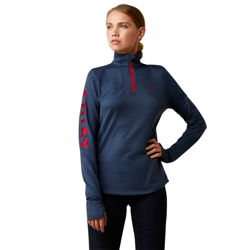 Ariat Women's Team Gridwork 1/4 Zip Baselayer - Navy
